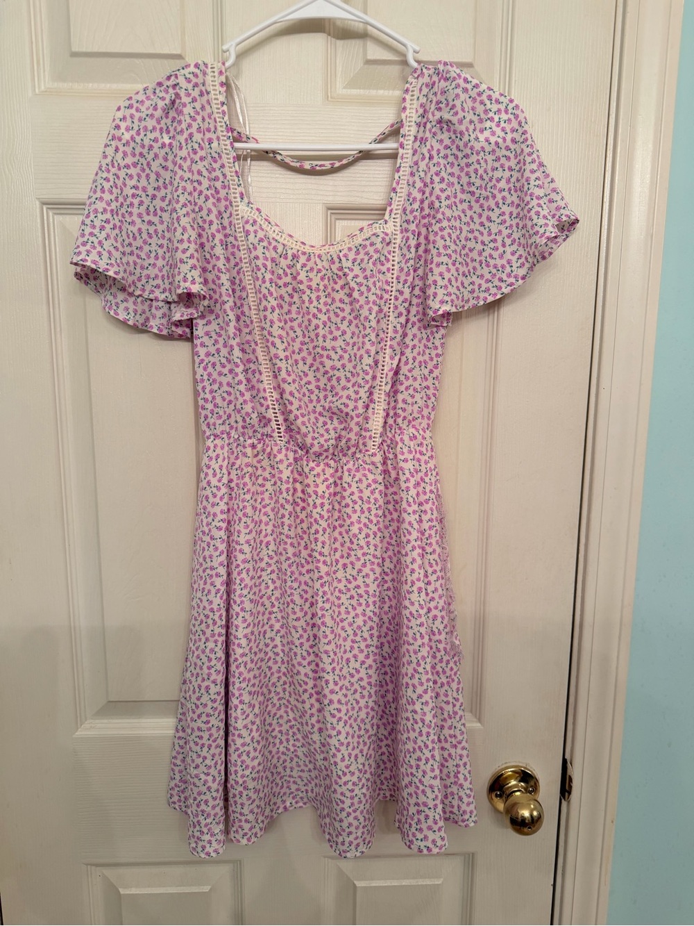 Sienna Sky Cream Dress with Lavender Pink Floral Print